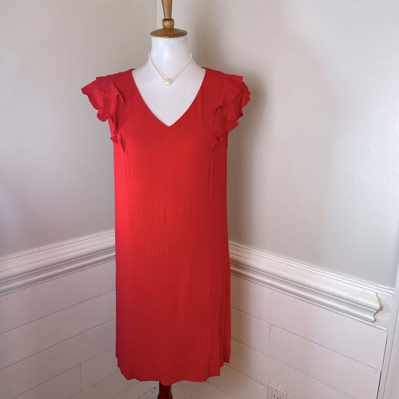 Draper James Dresses & Skirts - Draper James Beautiful Haute Red Ruffle Shoulder Dress 6 FREE SHIP